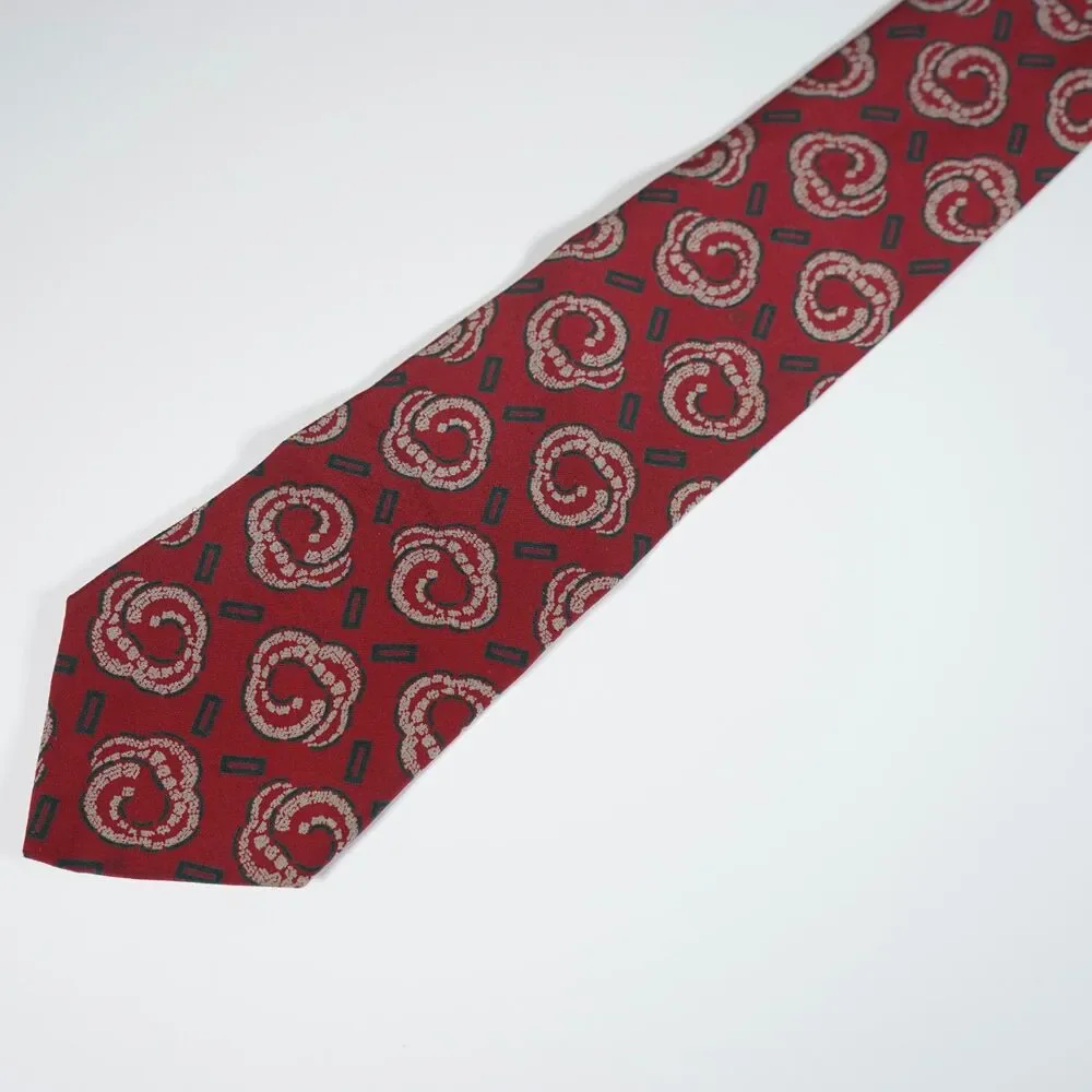 Giorgio Armani Vintage Skinny Tie Abstract Pattern Red